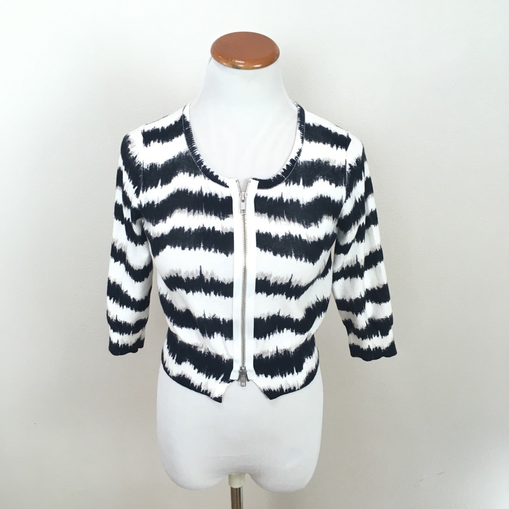 Tracy Reese Zip Striped Cropped Cardigan Women’s Sz Small NEW